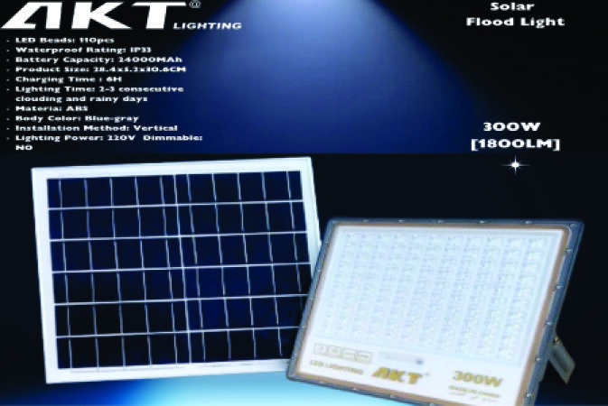 AKT LED SOLAR FLOODLIGHT 300W