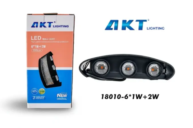 AKT LED Wall Light – Model 18018 – 6×1W+2W – Indoor & Outdoor Wall Lamp (IP65)
