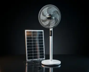 AKT Solar Standing Fan With Solar Panel & Remote Control