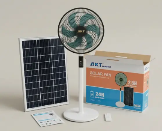 AKT Solar Standing Fan With Solar Panel & Remote Control