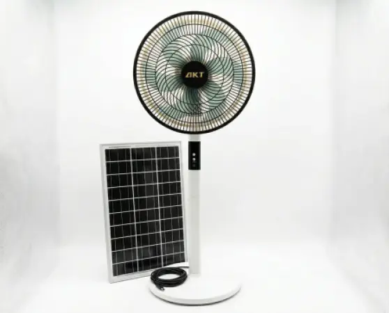 AKT Solar Standing Fan With Solar Panel & Remote Control