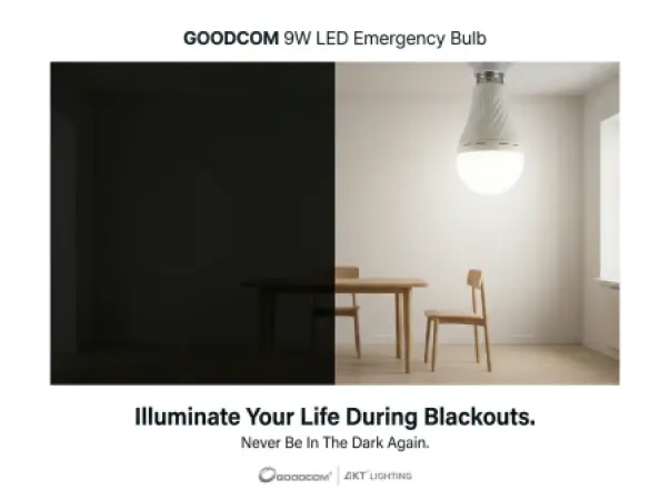 GOODCOM 9W LED应急灯泡 E27 – 750流明可充电备用照明