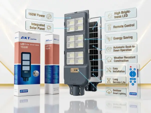 AKT 160W 一体化太阳能路灯 – 型号 AKT-SLD-1D160P8/160W（白光）