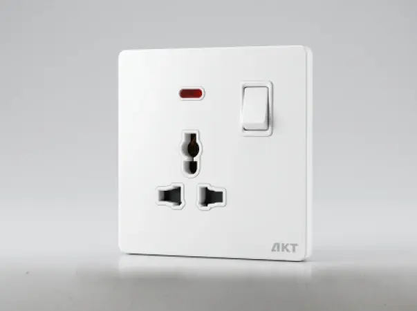AKT MF Switched Socket with Neon – White