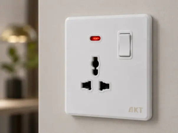 AKT Prise Multifonction avec Interrupteur et Témoin Lumineux – Blanc