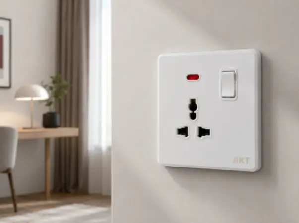 AKT MF Switched Socket with Neon – White