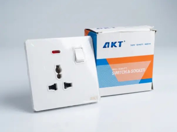 AKT MF Switched Socket with Neon – White