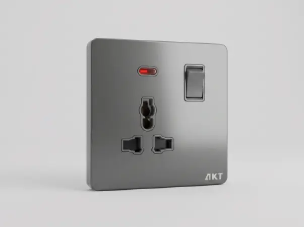 AKT Prise Interrupteur Multifonction avec Témoin Néon – Gris