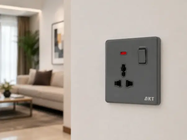 AKT MF Switched Socket with Neon – Grey