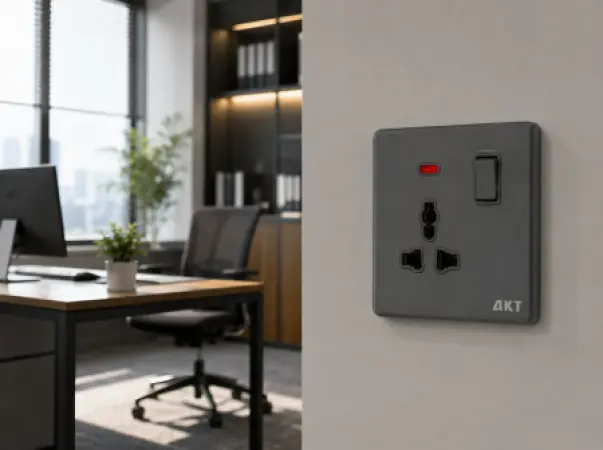 AKT Prise Interrupteur Multifonction avec Témoin Néon – Gris