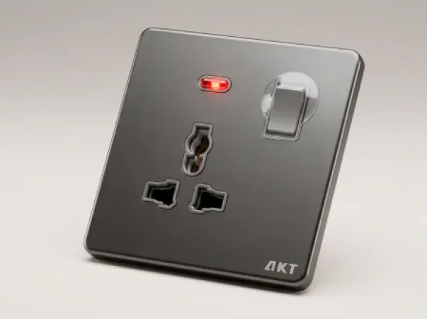 AKT Prise Interrupteur Multifonction avec Témoin Néon – Gris