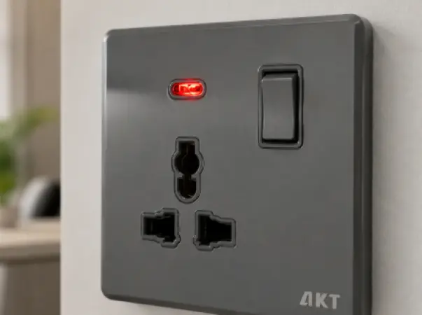 AKT MF Switched Socket with Neon – Grey