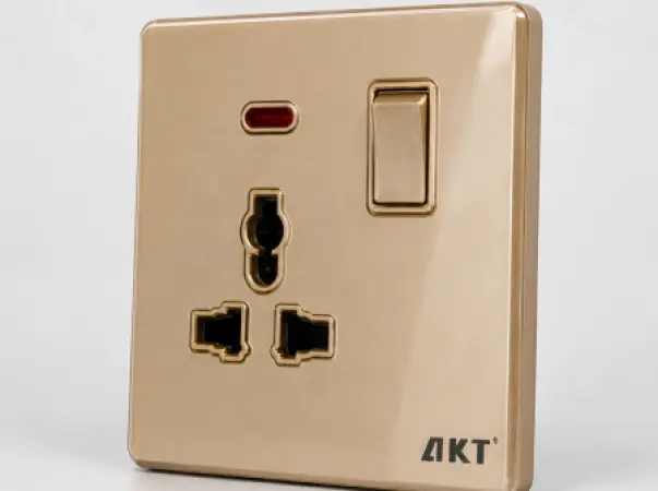AKT MF Switched Socket with Neon – Gold