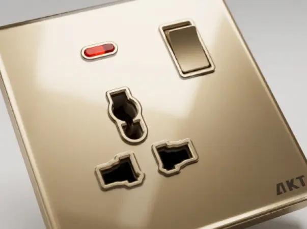 AKT MF Switched Socket with Neon – Gold