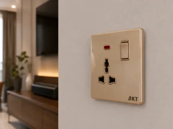 AKT MF Switched Socket with Neon – Gold