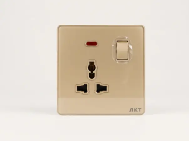 AKT MF Switched Socket with Neon – Gold
