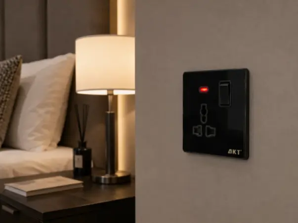 AKT MF Switched Socket with Neon – Black