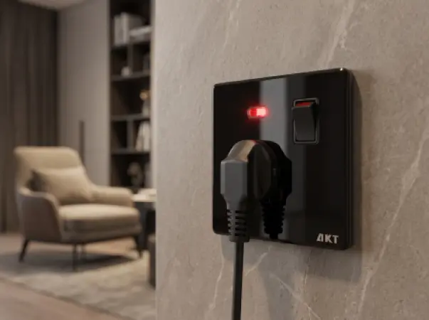 AKT MF Switched Socket with Neon – Black