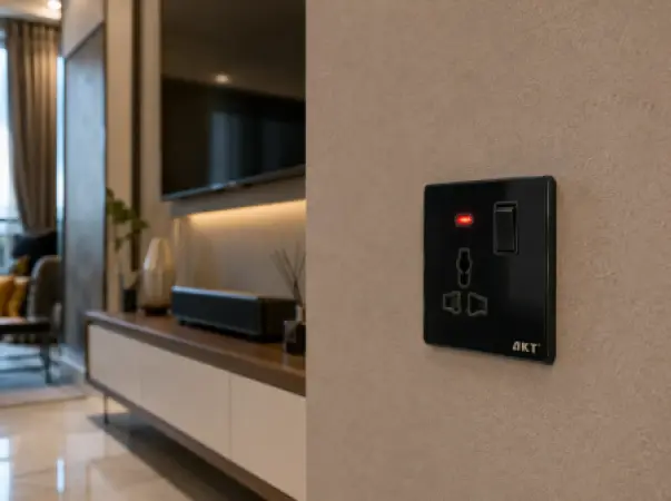 AKT MF Switched Socket with Neon – Black
