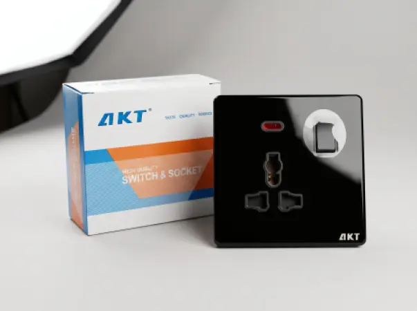 AKT MF Switched Socket with Neon – Black